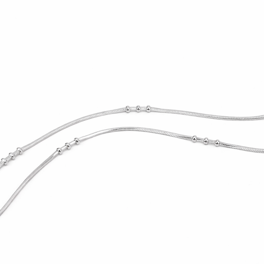 Silver Minimal Beaded Anklet