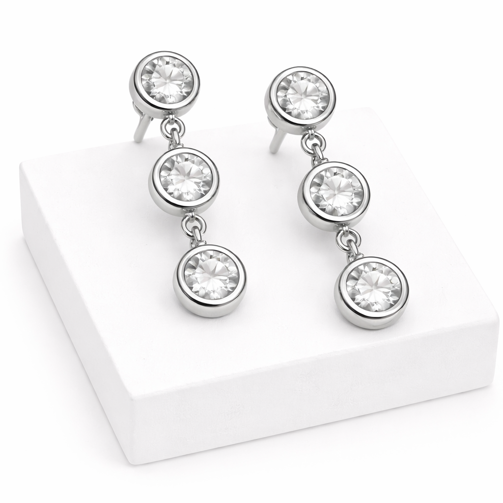 Solitaire Dangler Earrings 925 Silver