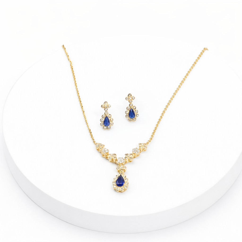 Blue Drop Royale Silver Necklace Set