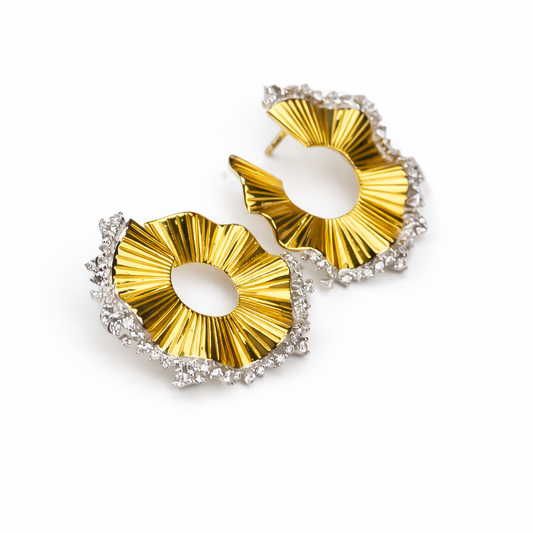 Royal Petals Gold Statement Earrings