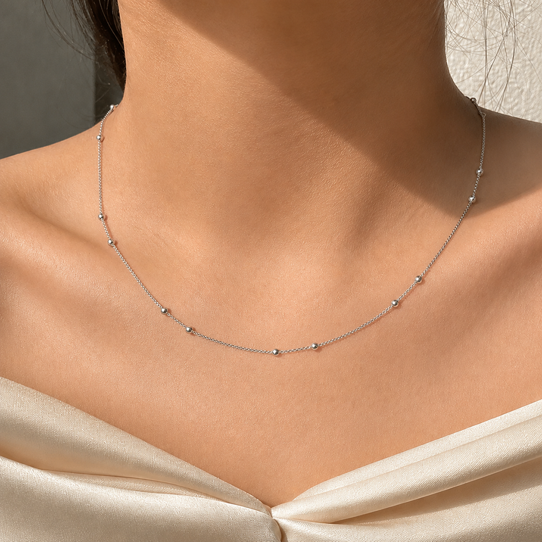 Silver Bead Line Italian Chain