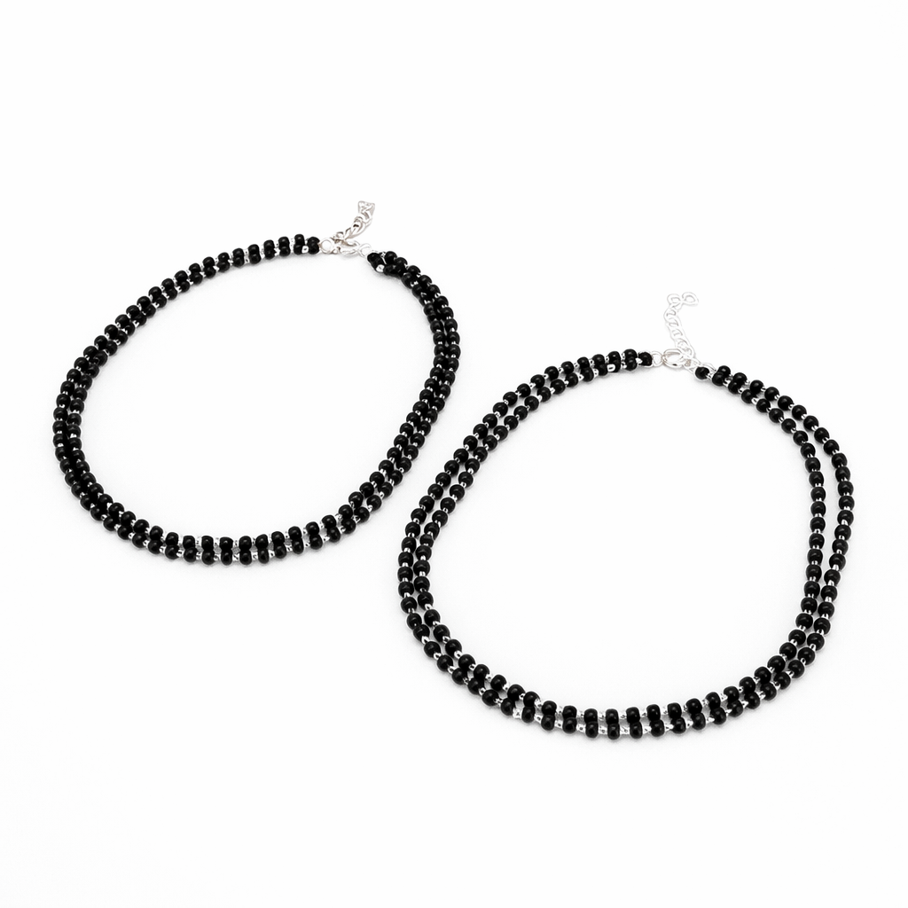 Silver Duo Layer Nazar Anklet