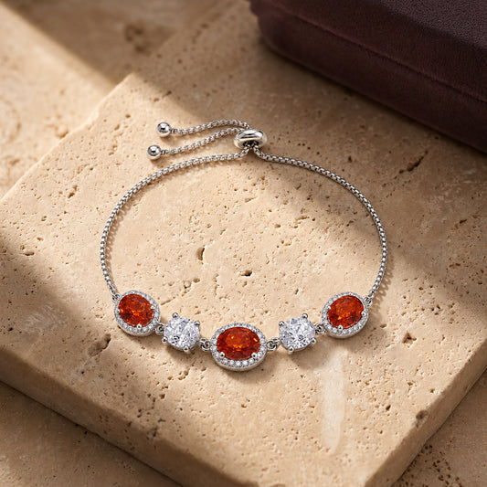 Crystal Crimson Adjustable Silver Bracelet