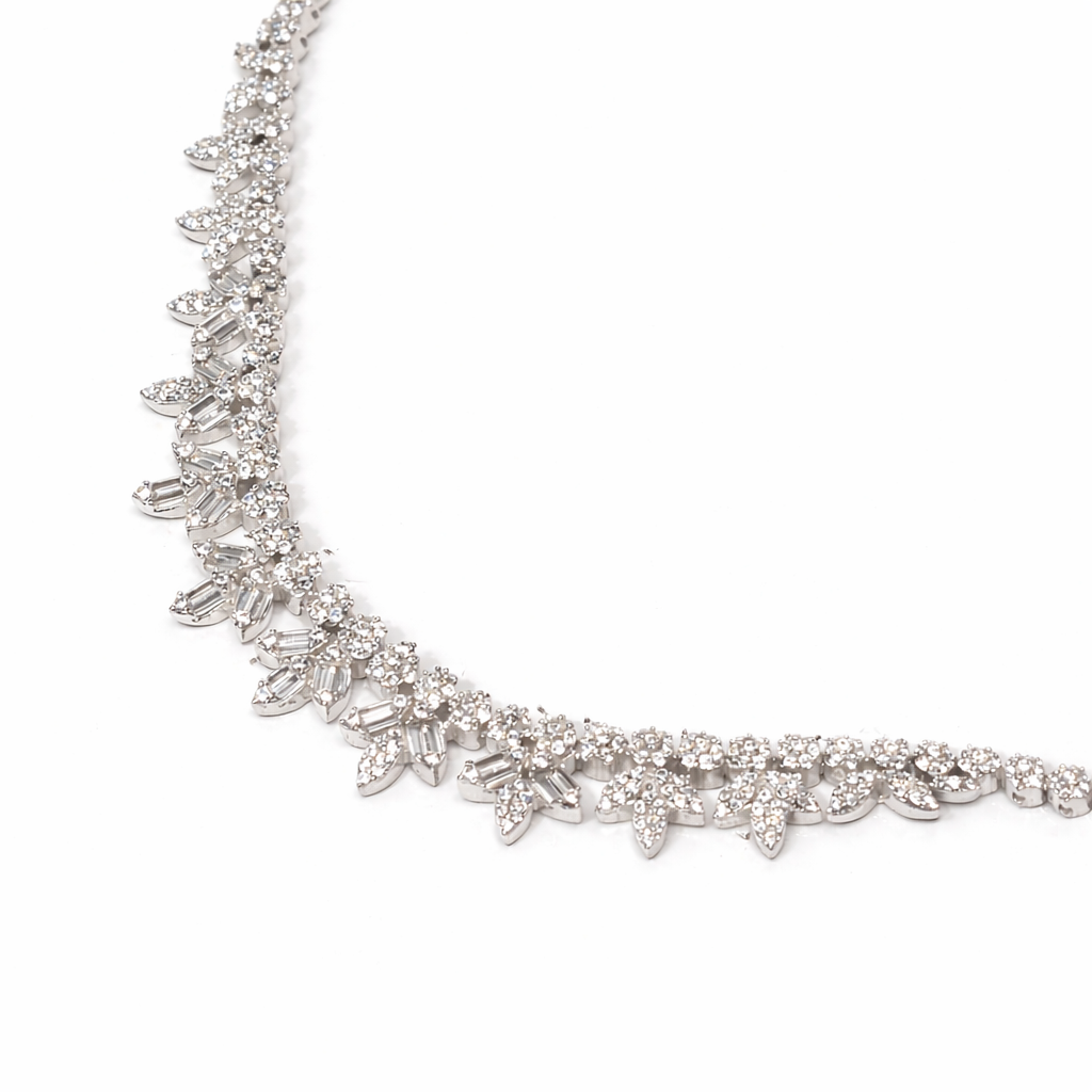 Floral Crystal Pure 925 Silver Bracelet