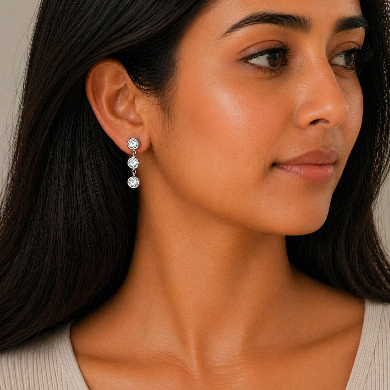 Solitaire Dangler Earrings 925 Silver