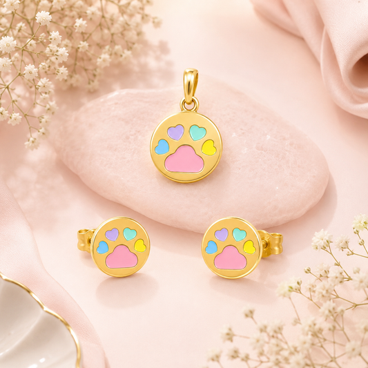 Paw Earrings & Pendant Set