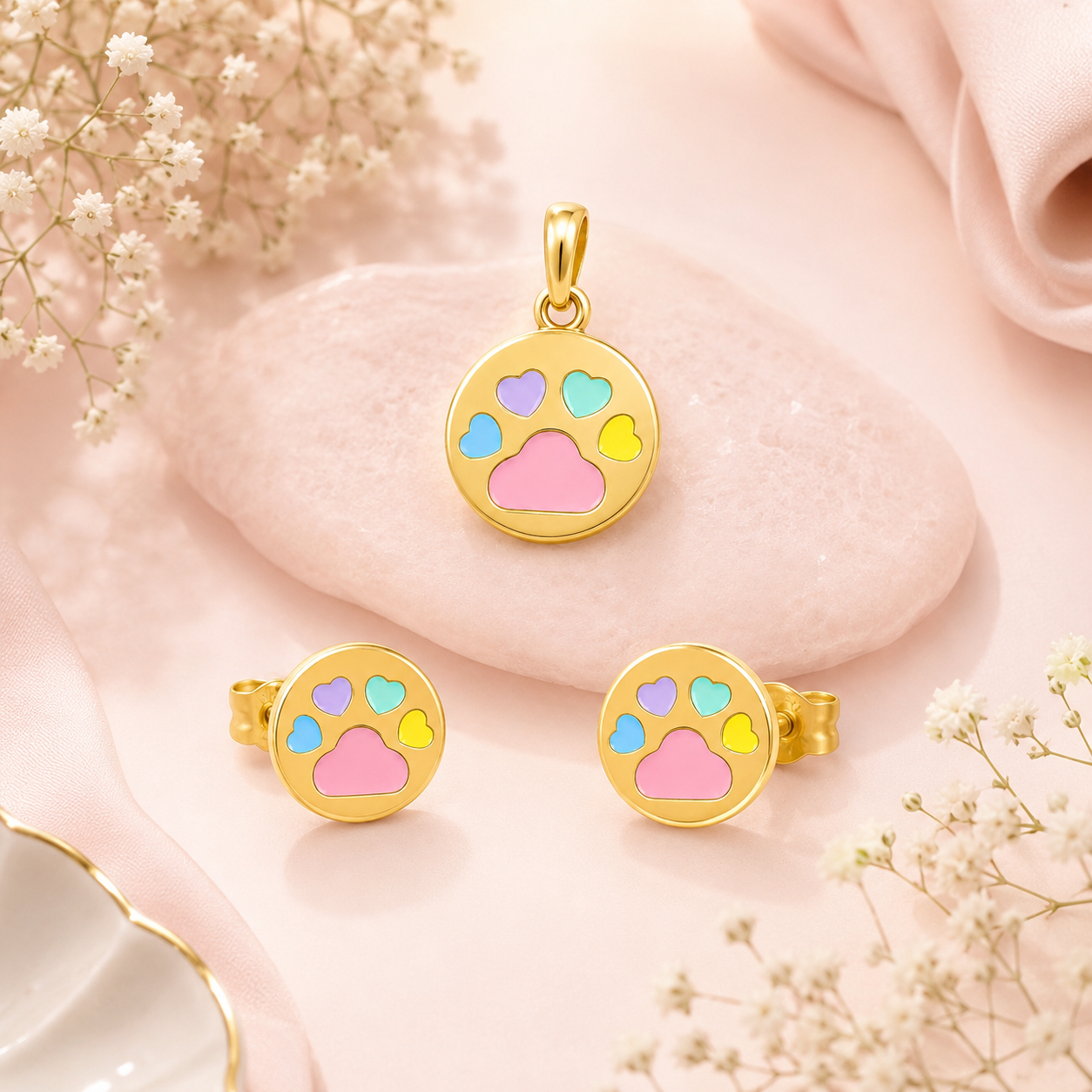 Paw Earrings & Pendant Set