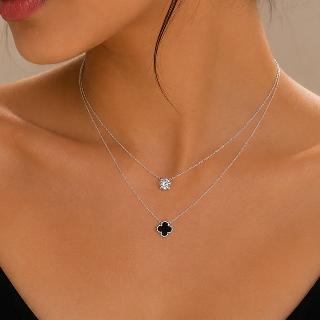 The Clover & Crystal Layered Necklace