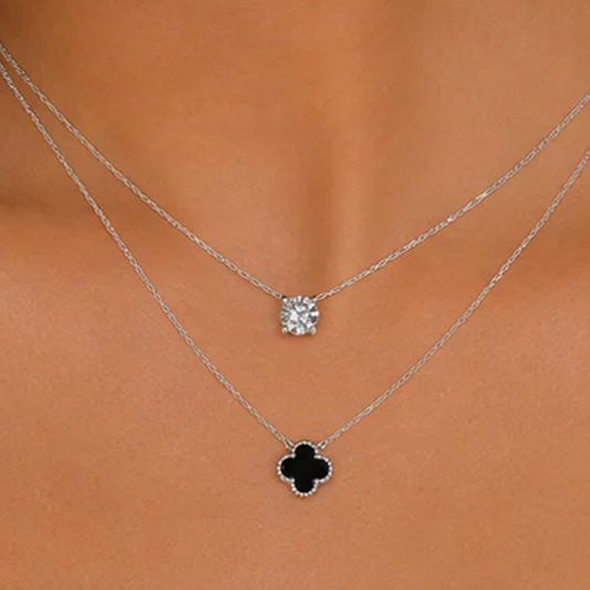 The Clover & Crystal Layered Necklace