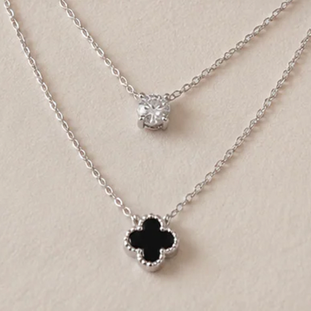 The Clover & Crystal Layered Necklace