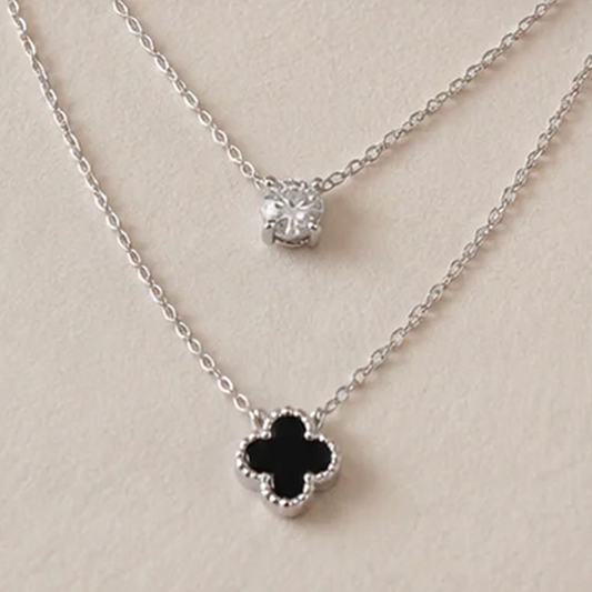 The Clover & Crystal Layered Necklace