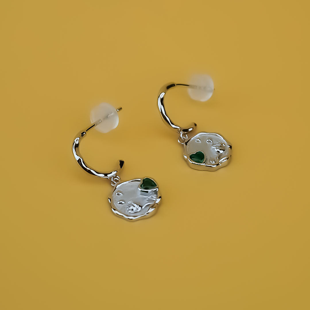 Emerald Heart Silver Necklace With Earrings| 925 Silver