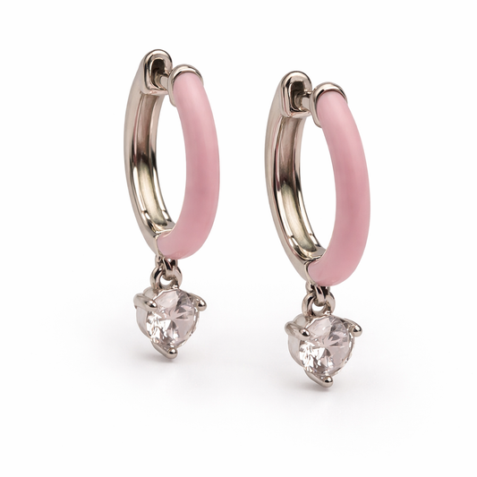 Elegant Pink Drop Hoop Earrings