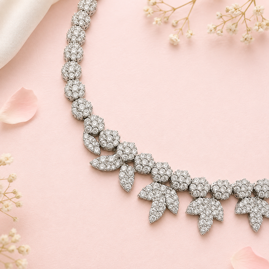 Floral Crystal Pure 925 Silver Bracelet