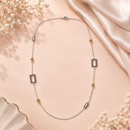 Geometric Dual-Tone Station Necklace