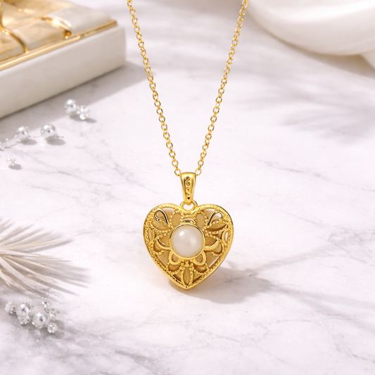 Golden Heart Aura Necklace Pure 925 Silver
