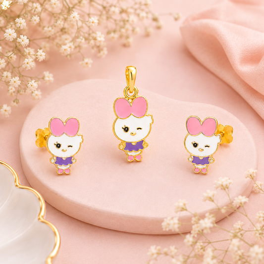 Hello Kitty Silver Earrings & Pendant Set