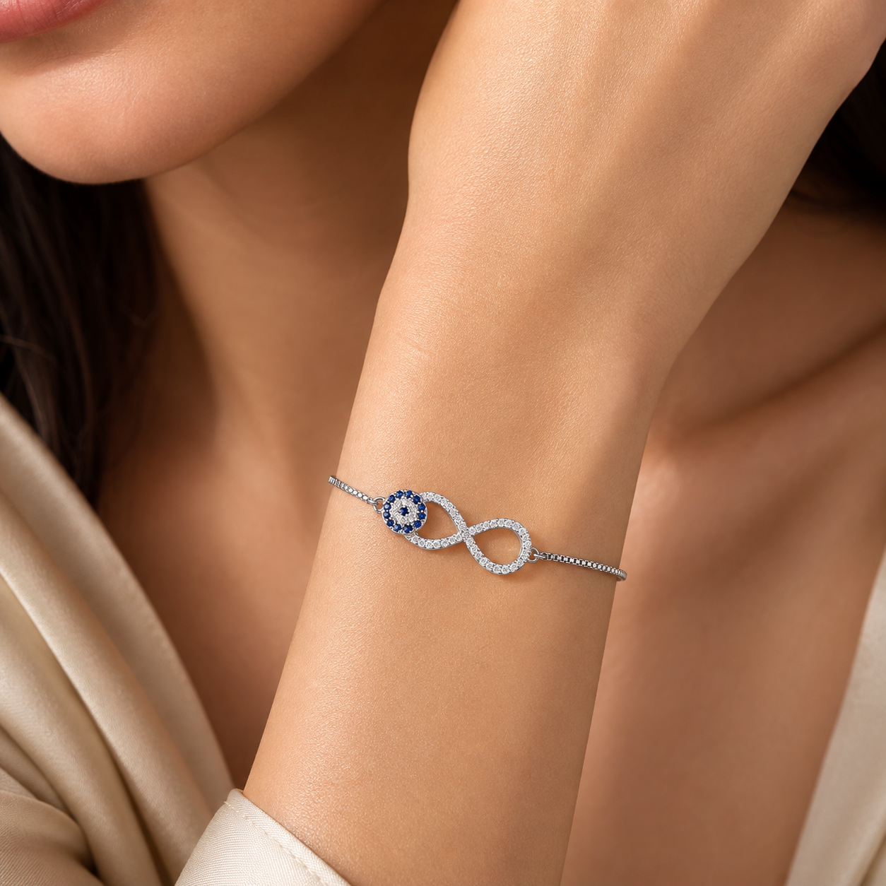 Infinity Evil Eye Silver Bracelet