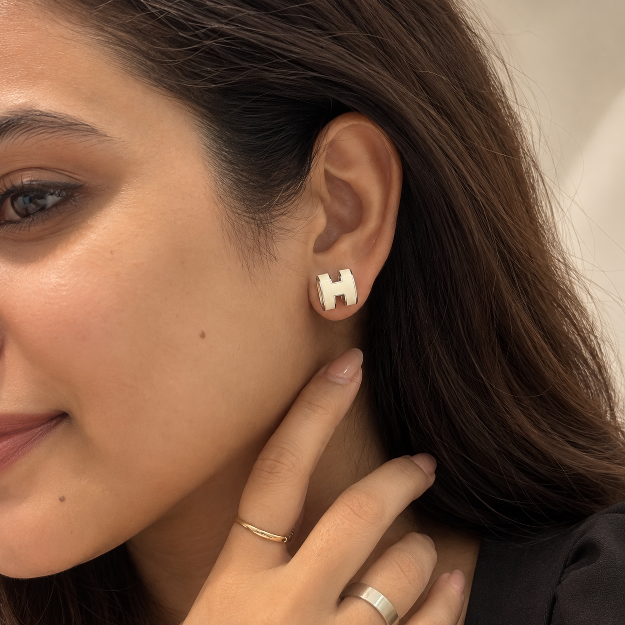 Ivory Edge – 925 Silver Cube Studs