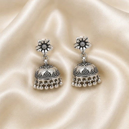 Jaipuri Oxidized Jhumki Pure 925 Silver