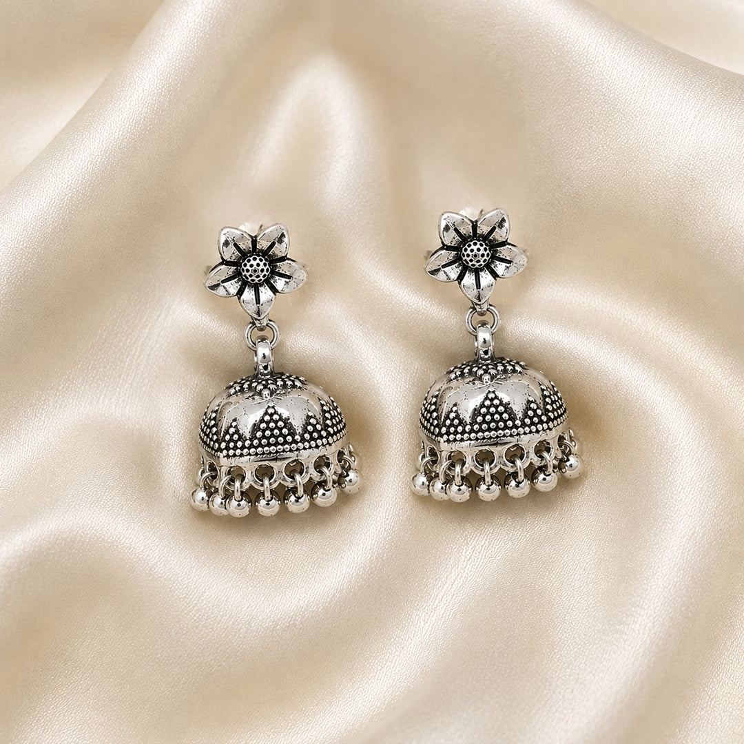 Jaipuri Oxidized Jhumki Pure 925 Silver