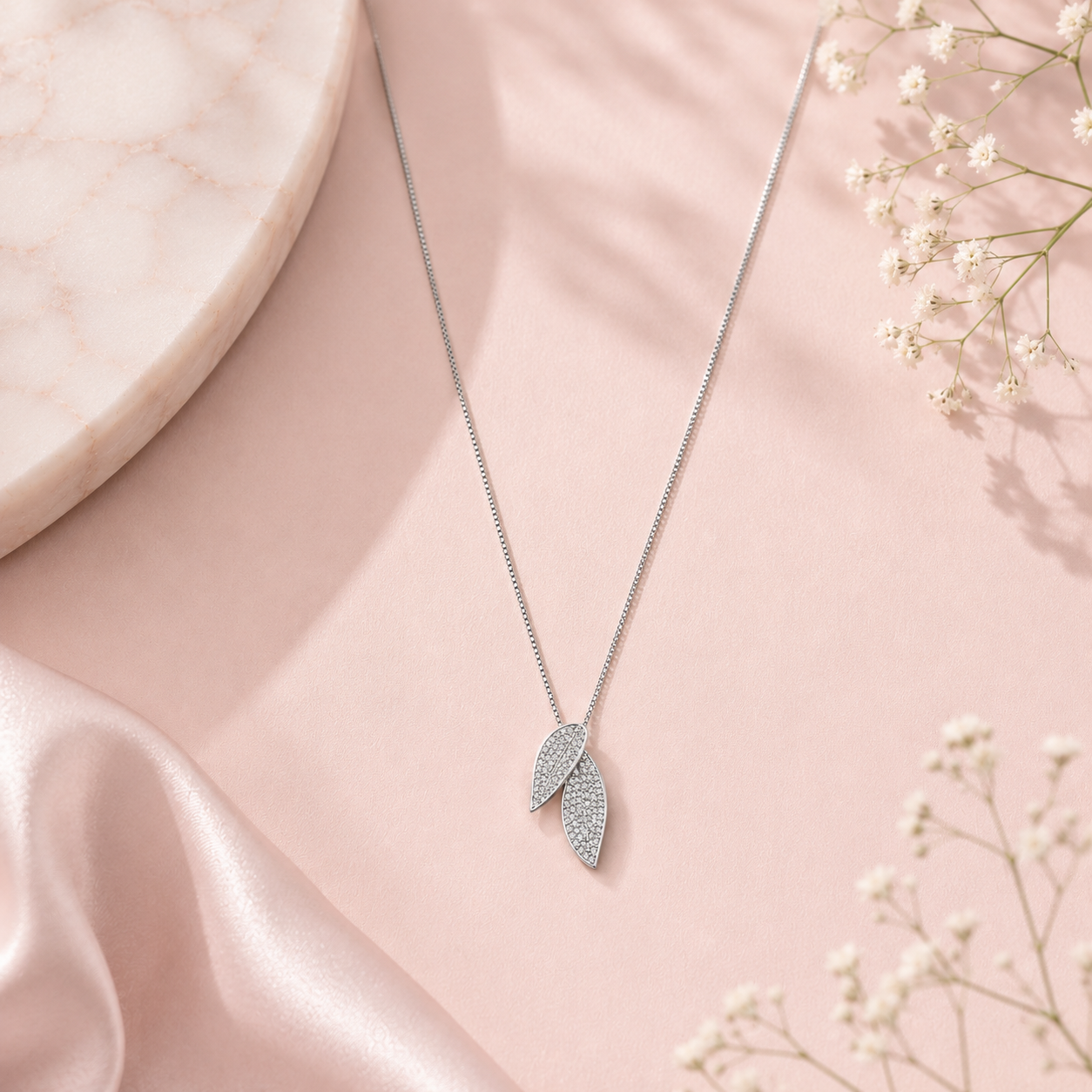 Leaf Sparkle Necklace Set