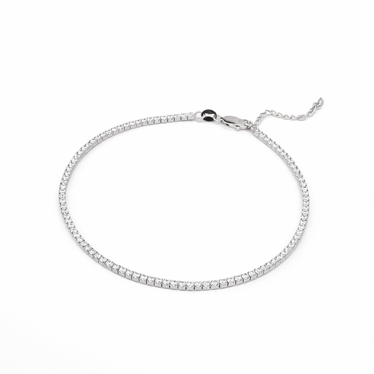 Silver Classic Tennis Anklet