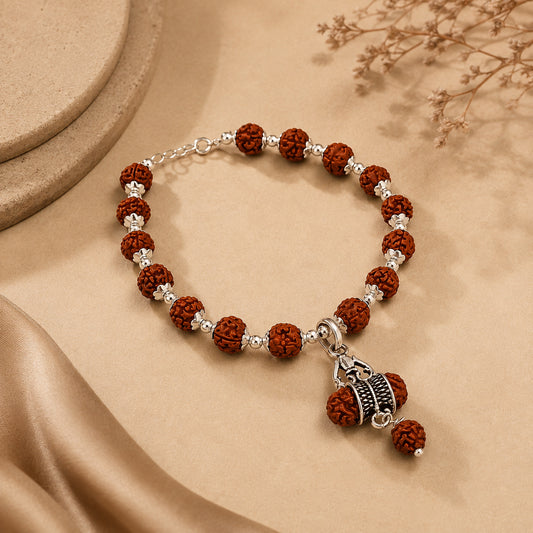 Rudraksh Shiva Pure Silver Bracelet