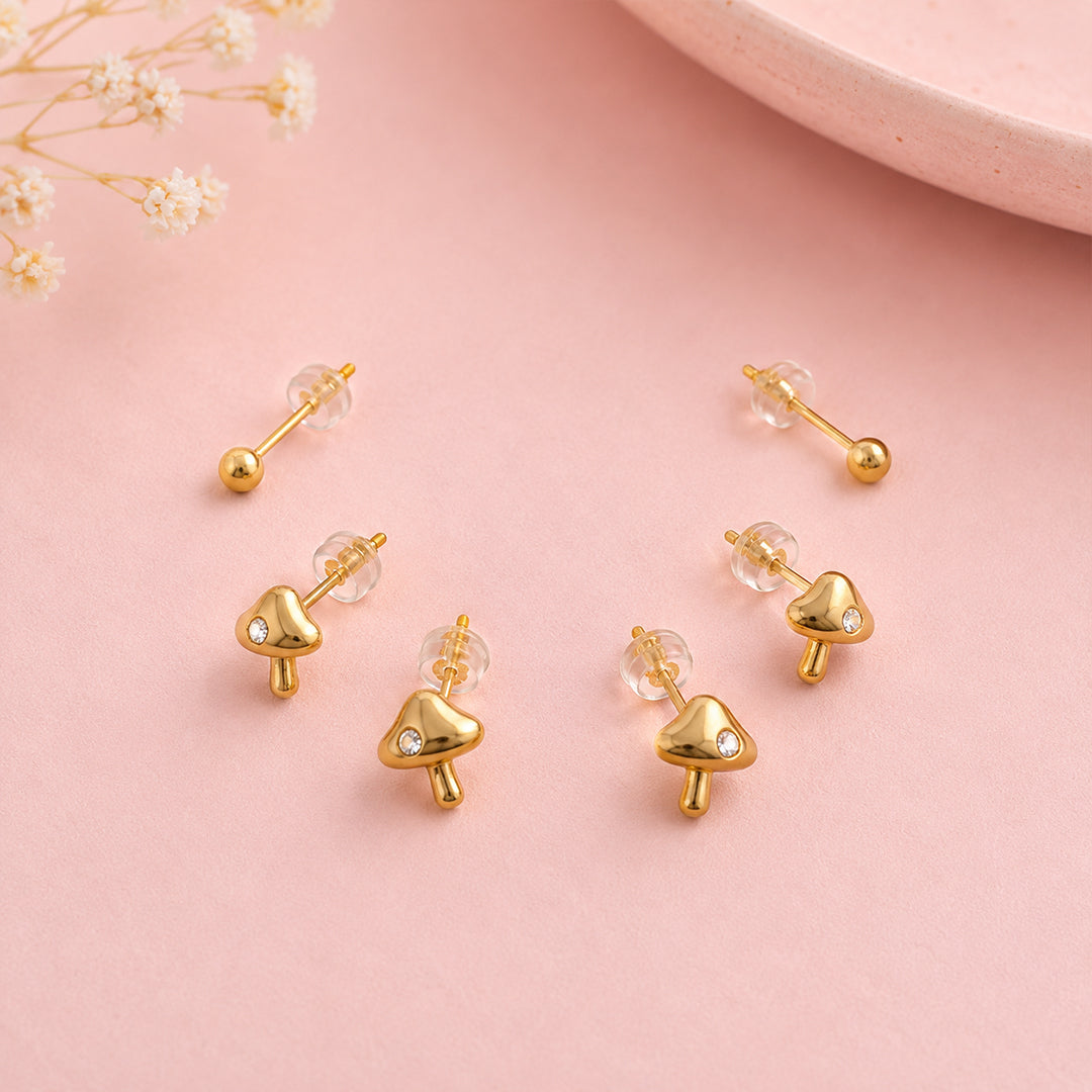 Mushroom Stud Set – S925