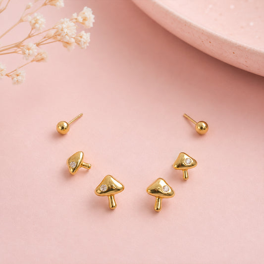 Mushroom Stud Set – S925