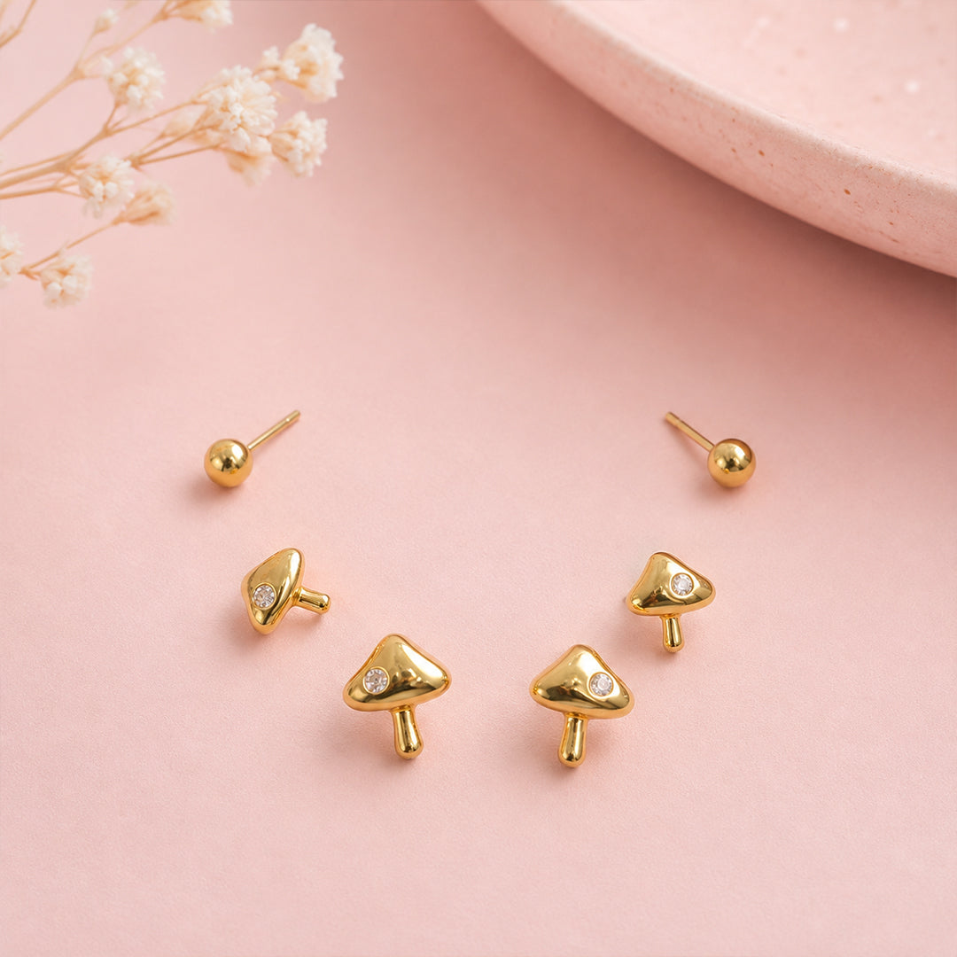 Mushroom Stud Set – S925
