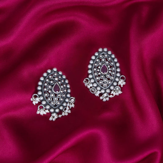 Rajwada Paisley Earrings Pure 925 Silver