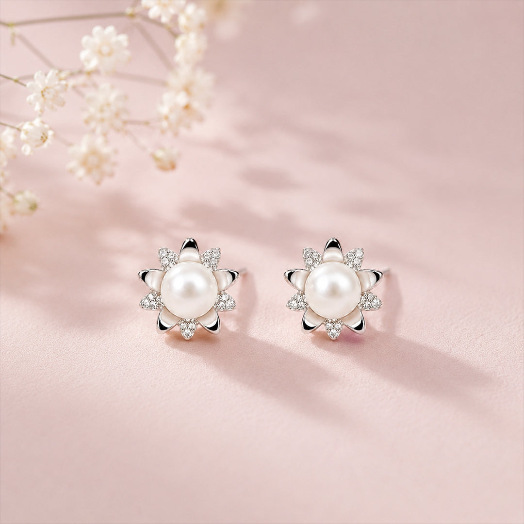 Pearl Bloom Stud Earrings