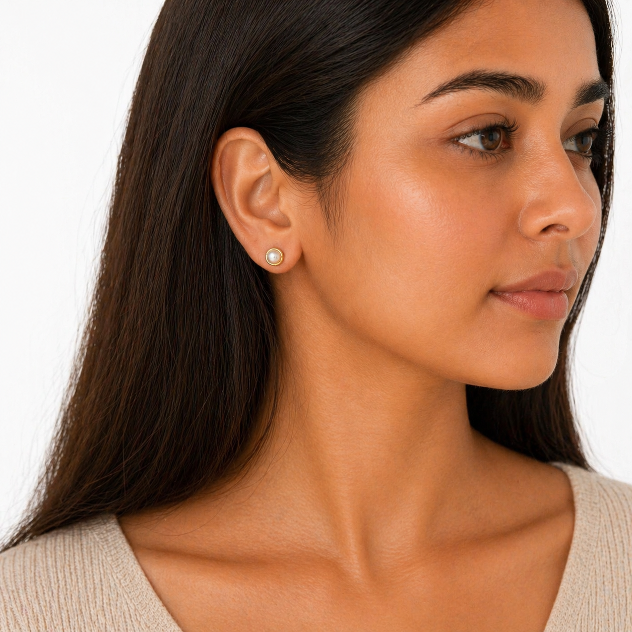 Luna Shell Stud Earrings Pure 925 Silver