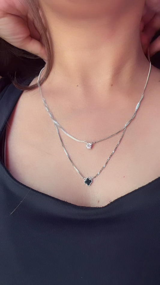 The Clover & Crystal Layered Necklace