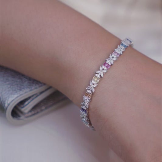 Celestial Luxe – Multicolor Tennis Bracelet Pure 925 Silver
