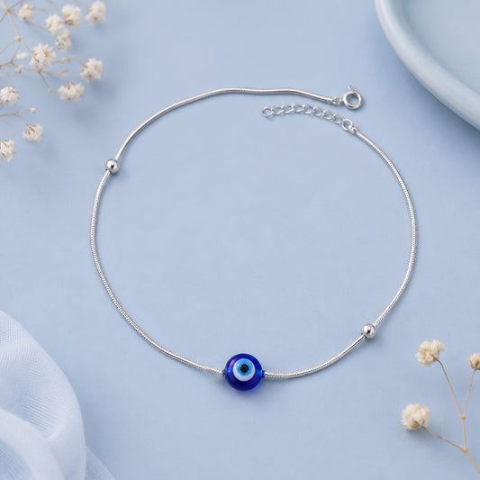 Protective Charm – Evil Eye Anklet Silver