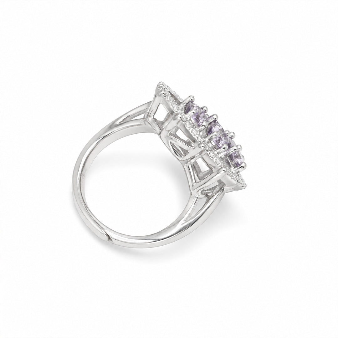 Purple Designer Adjustable 925 Silver Ring