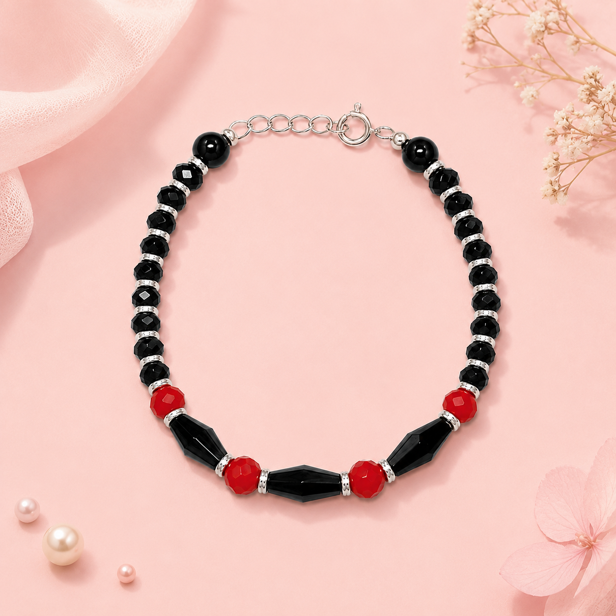 Red Black Beaded Nazariya for Kids (Single)