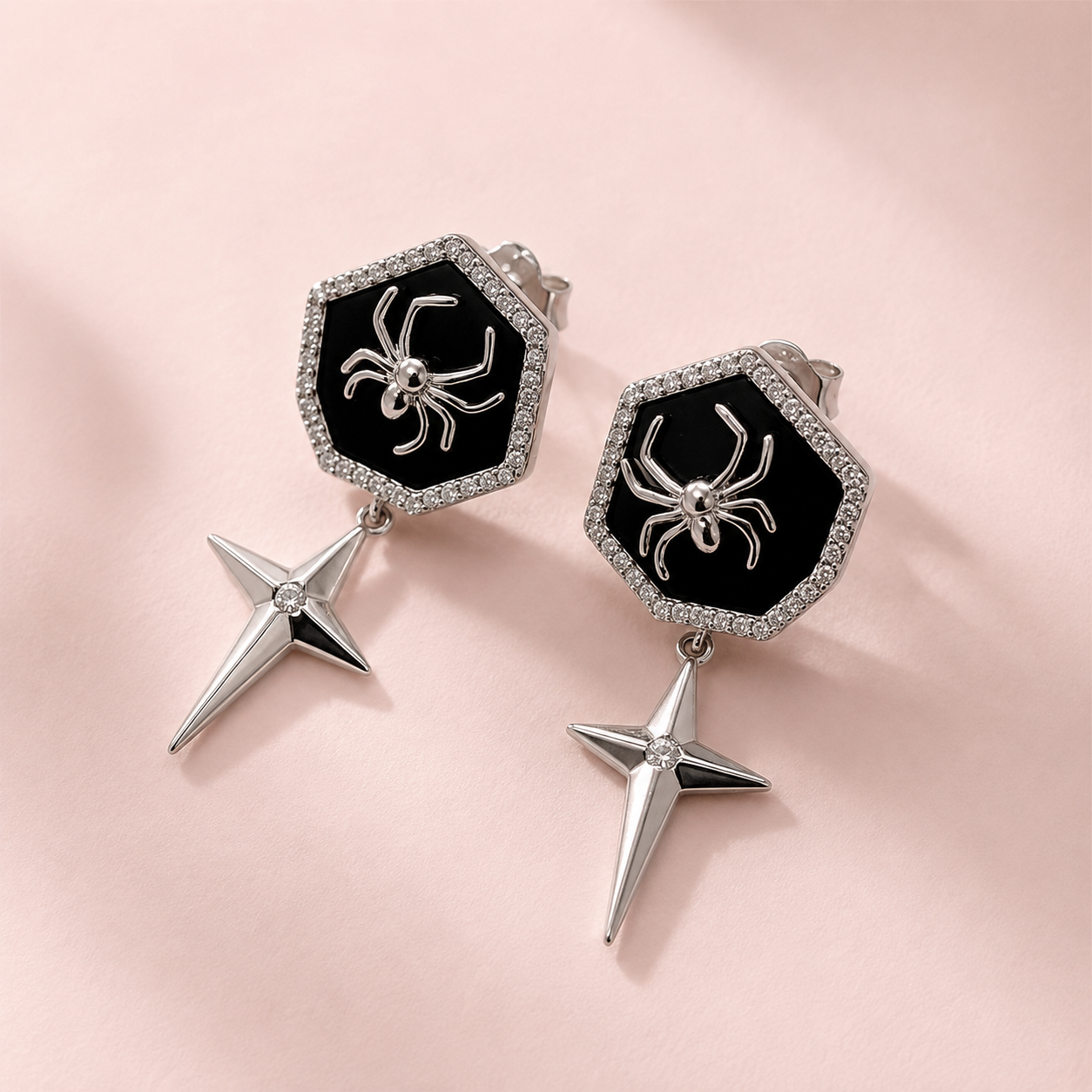 Scorpion Star Pure 925 Silver Earrings