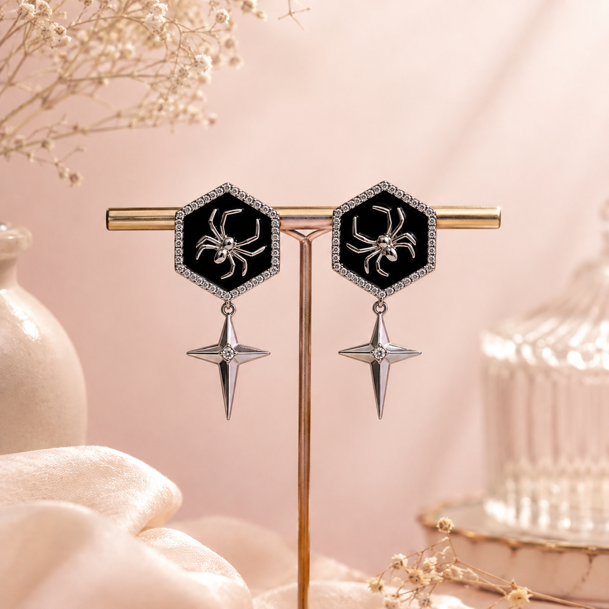 Scorpion Star Pure 925 Silver Earrings