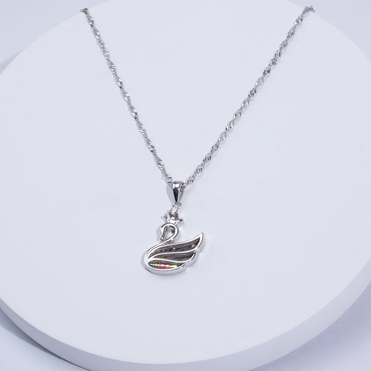 Silver Crystal Premium Swan Necklace