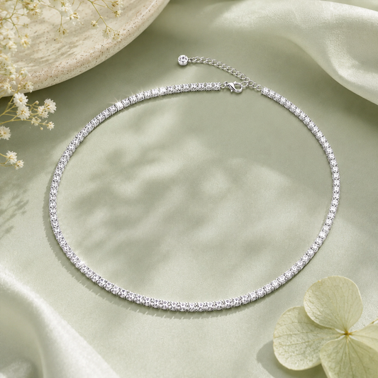 Radiance Silver Tennis Necklace