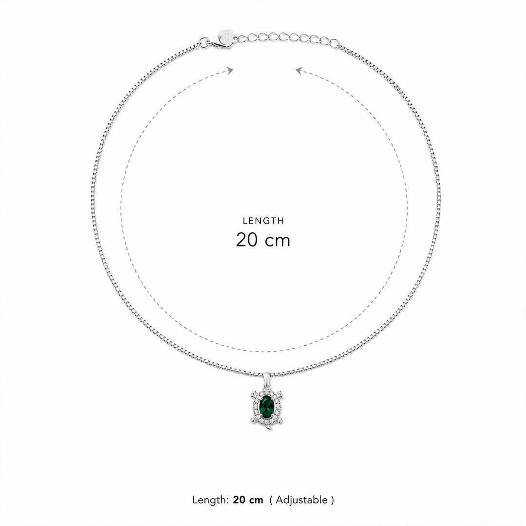 Emerald Turtle Silver Necklace