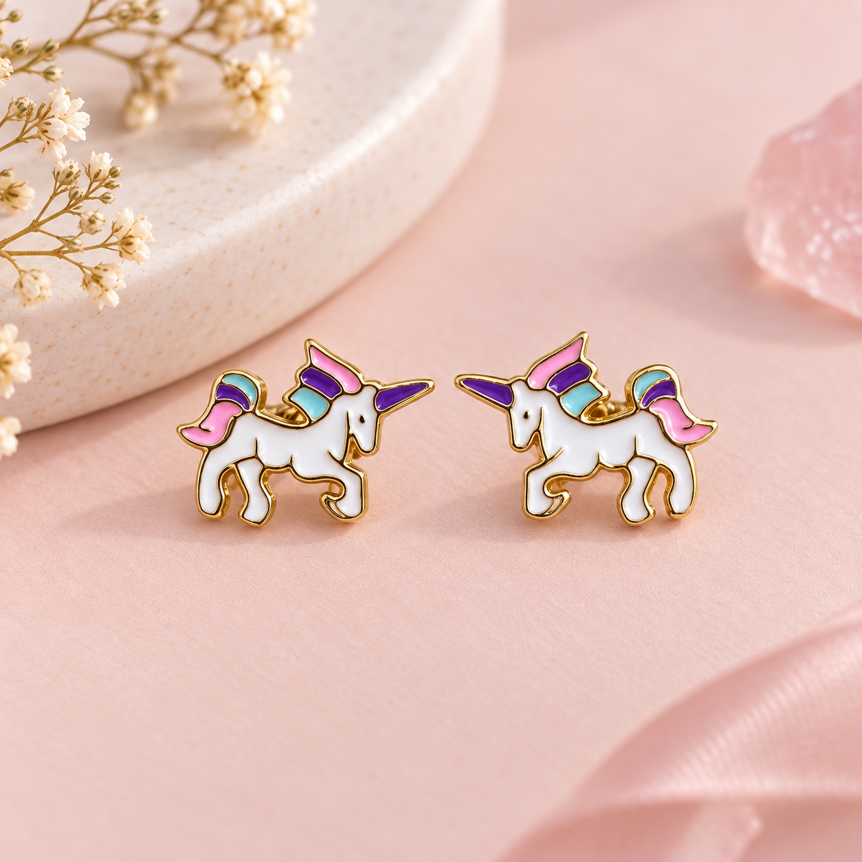 Unicorn Earrings & Pendant Set