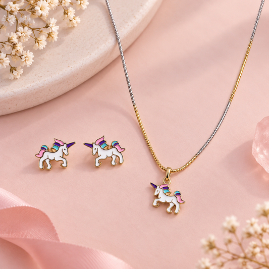 Unicorn Earrings & Pendant Set Taravya