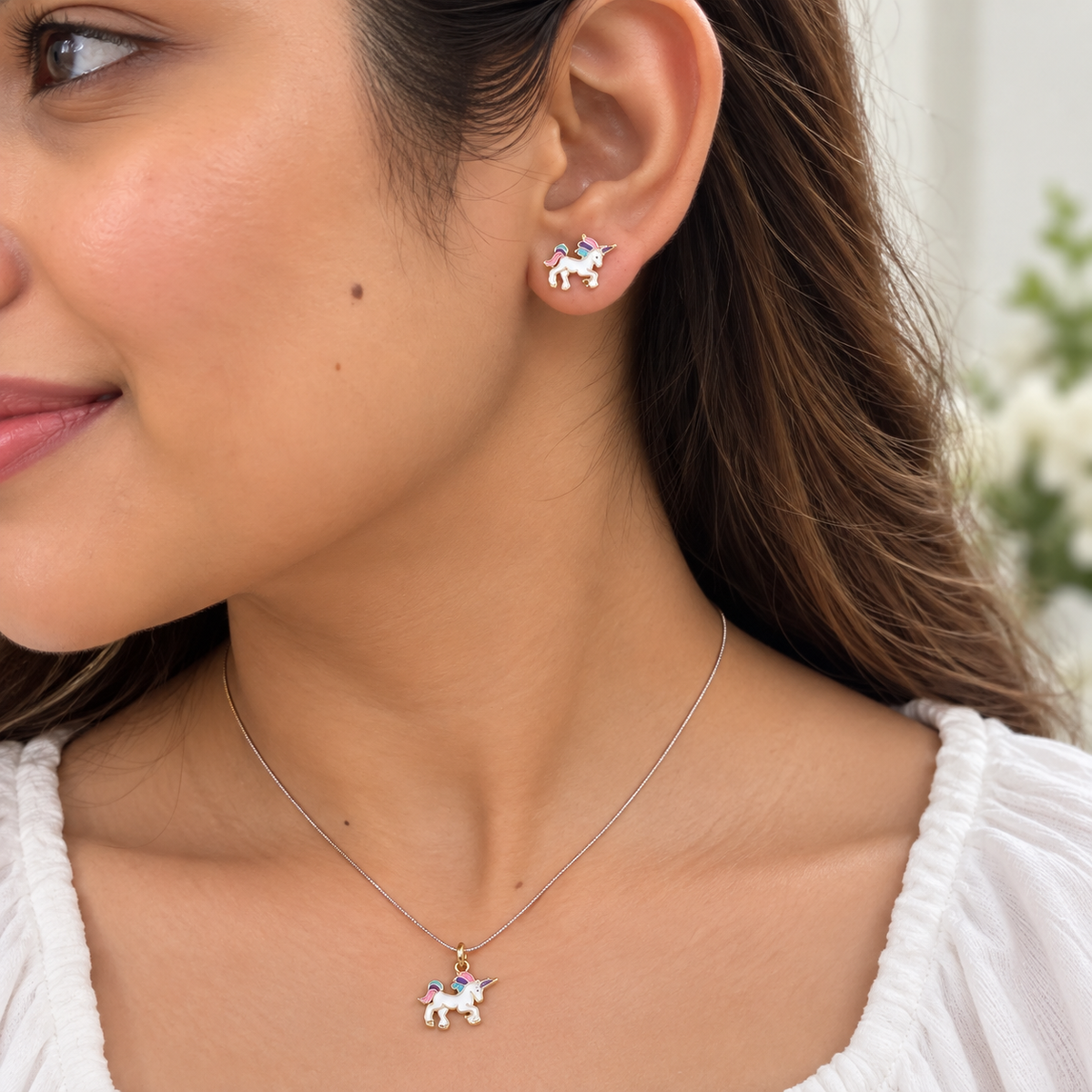 Unicorn Earrings & Pendant Set Taravya