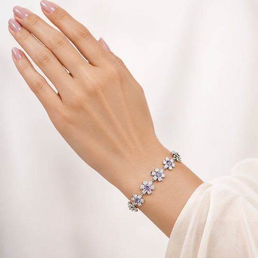 Violet Bloom Zirconia Flower Bracelet