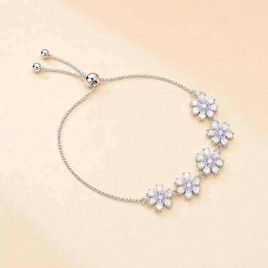 Violet Bloom Zirconia Flower Bracelet
